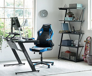 Gaming-Stuhl VOJENS in blau und schwarz