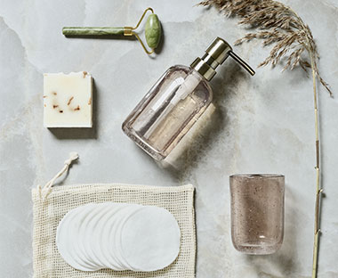 Dosatore sapone in vetro riciclato e rullo di giada 