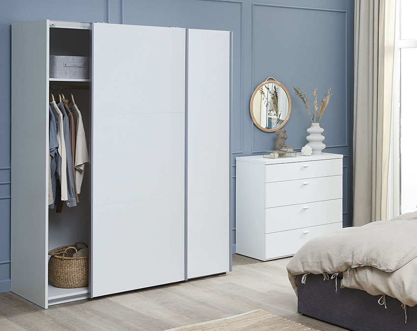 BRODAL chest of drawers and TARP wardrobe White chest of drawers in bedroom