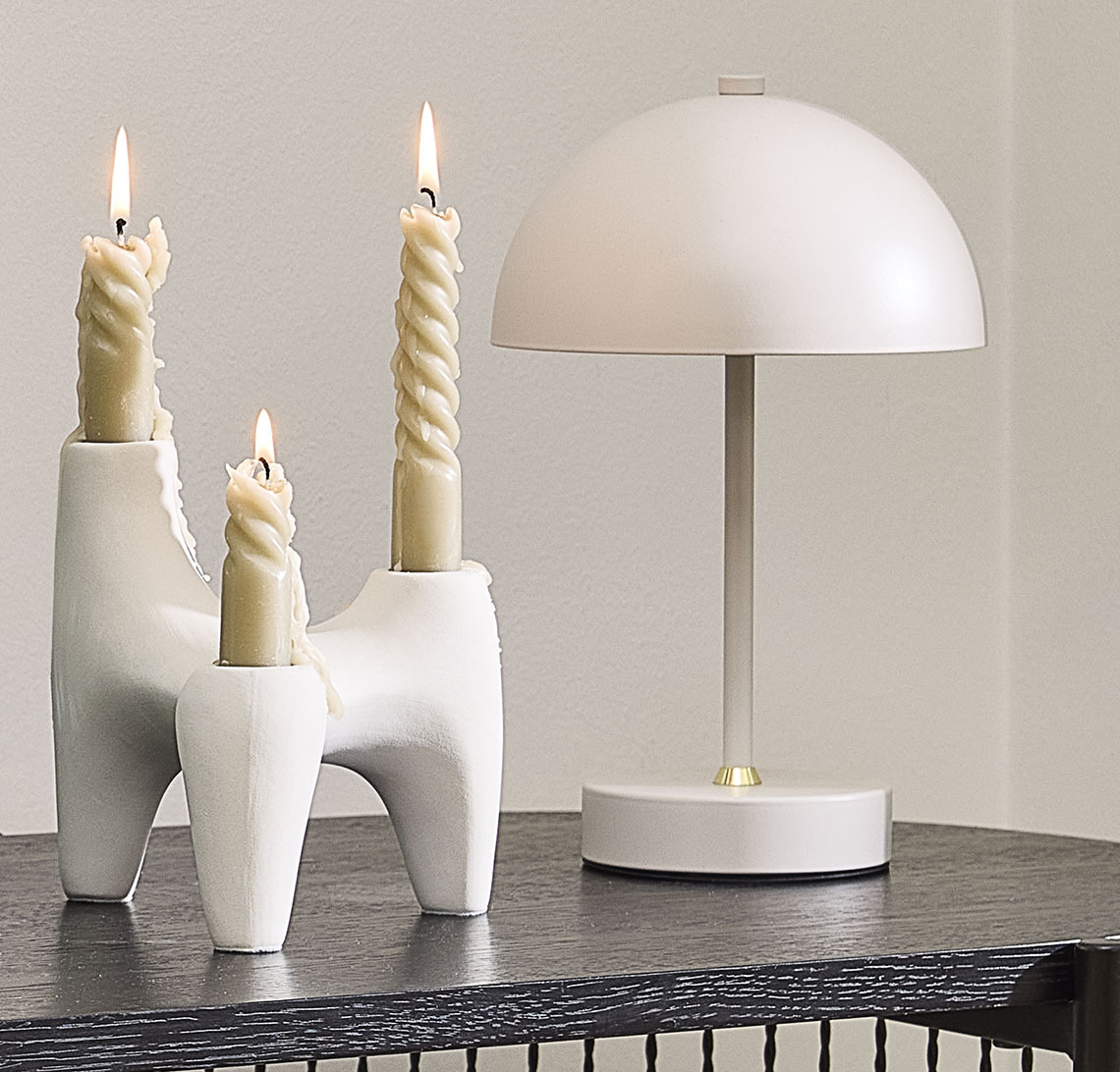 Lampe décorative et bougeoir avec bougies en spirale