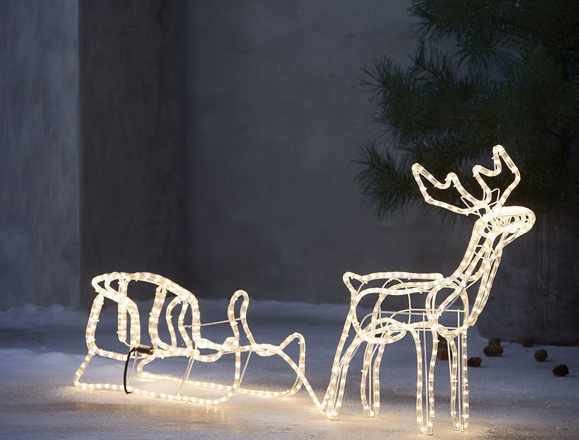  Éclairages de Noël en forme de renne avec un traîneau