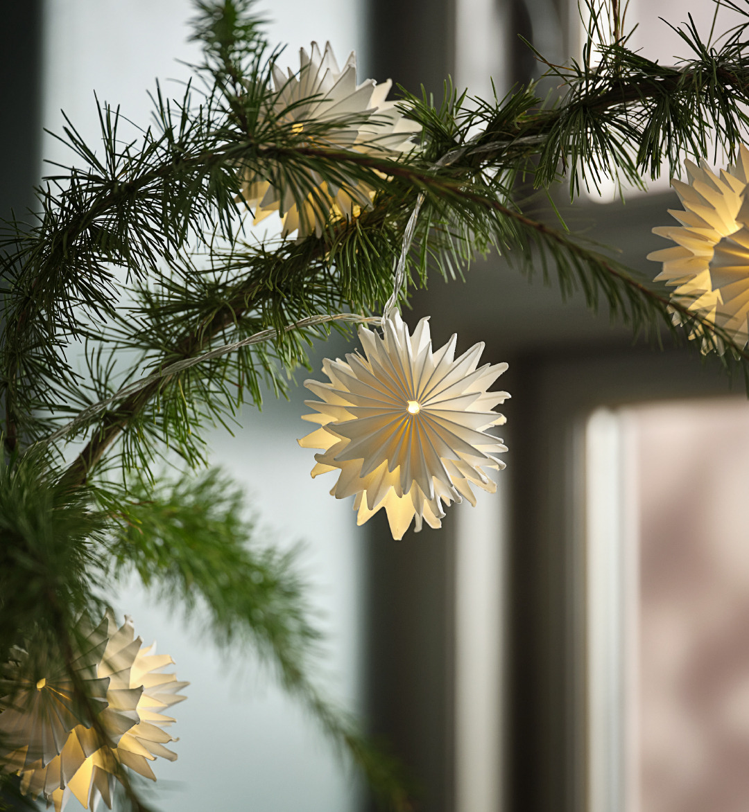 Guirlande lumineuse PLATIN avec étoiles en papier et lumières LED Guirlande lumineuse décorative avec étoiles en papier et lumière LED