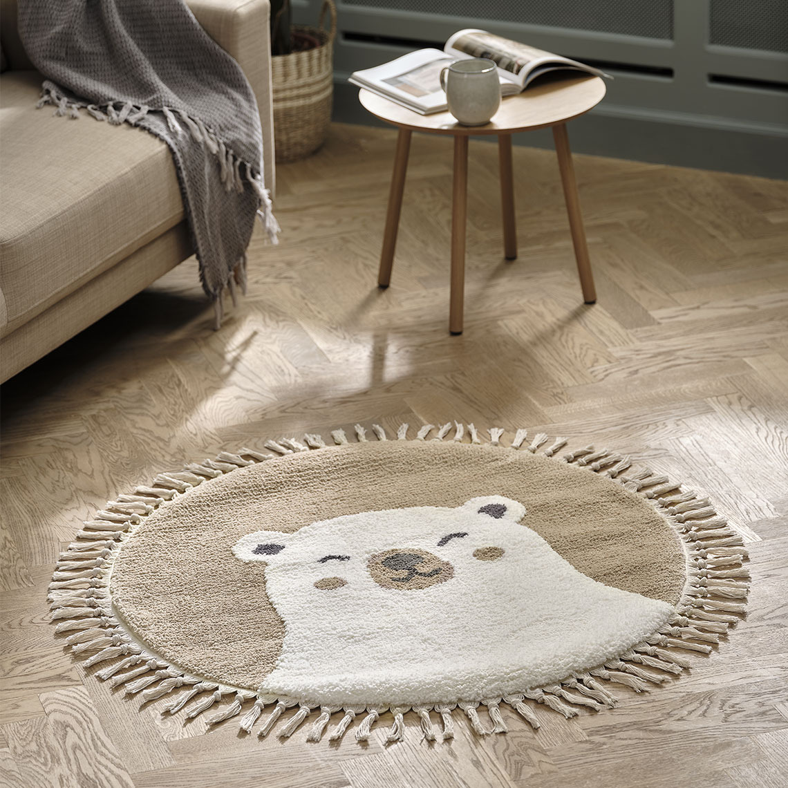 Tapis rond pour enfants représentant un ours