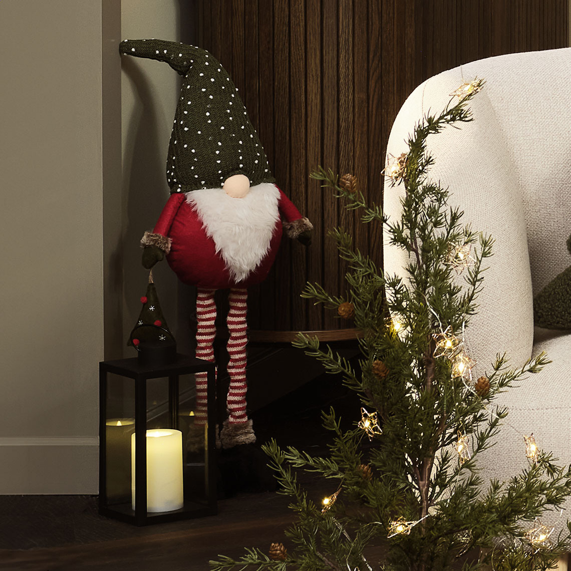 Grande elfo natalizio con gambe regolabili