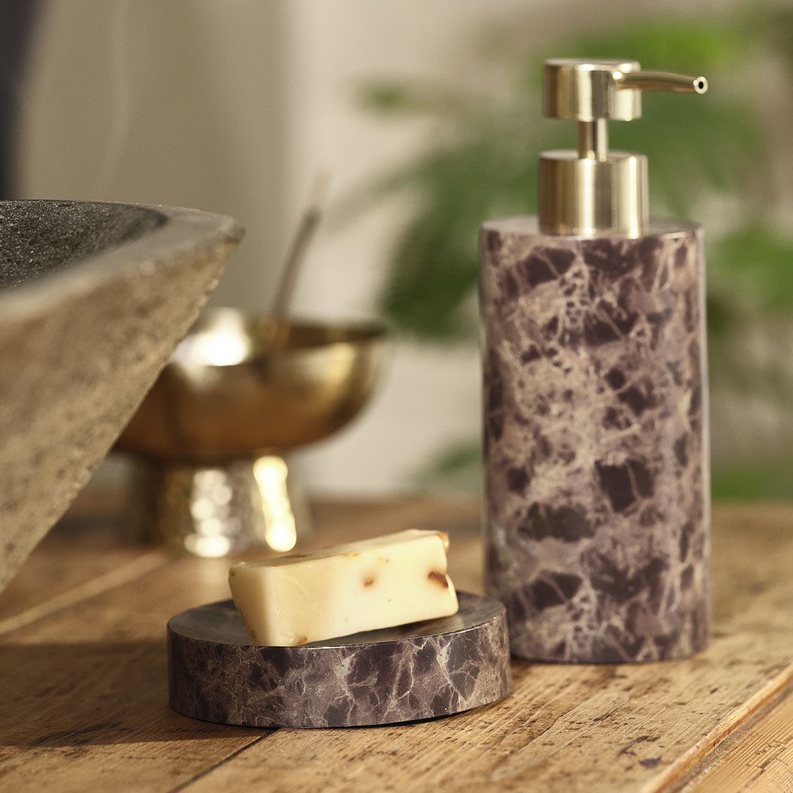 Dispenser di sapone e portasapone MAKARYD Accessori per il bagno in stile effetto marmo