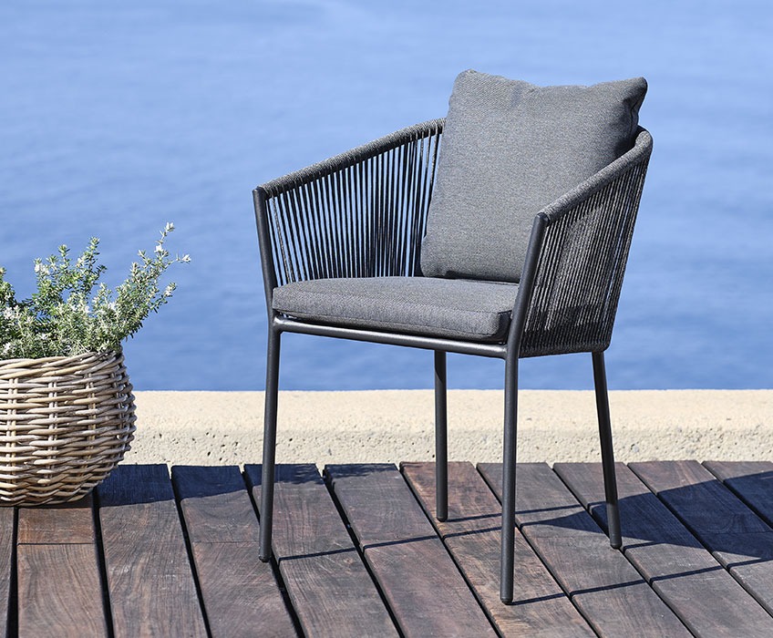 Chaise empilable BRAVA séchage rapide gris