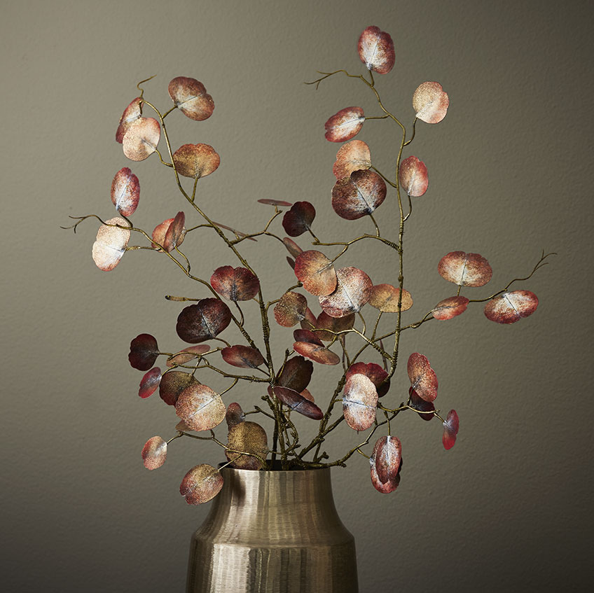 Vase MALIAS mit Kunstblumen GAVE Goldene Vase mit Kunstblumen